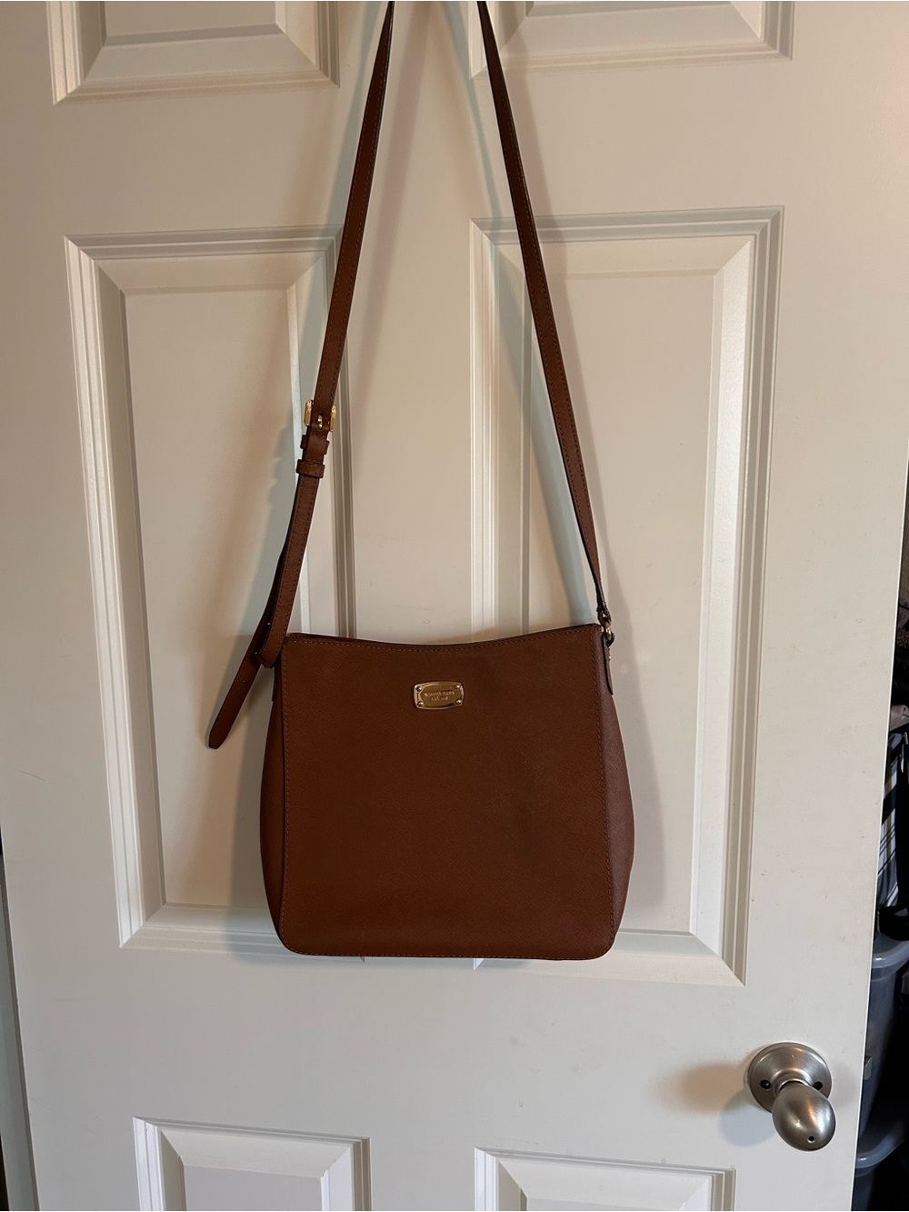 MK Brown Leather Crossbody Shoulder Bag